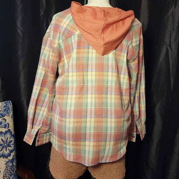 NWOT Flannel Hoodie Fits L - Picture 2 of 4